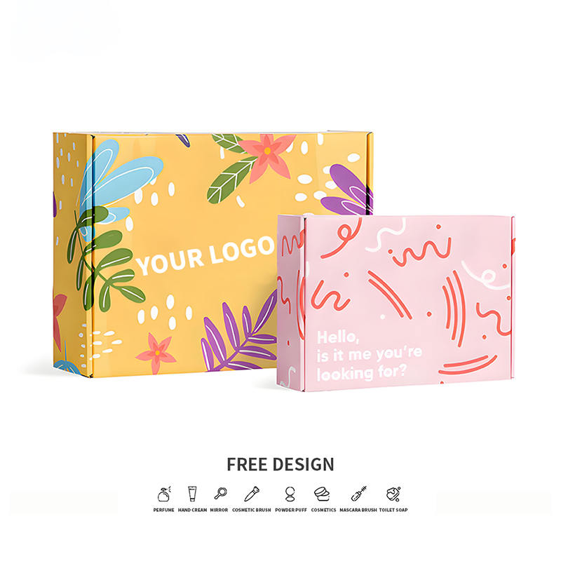 Värikkäät luonnon aallotetut kosmeettiset pakkauslaatikot