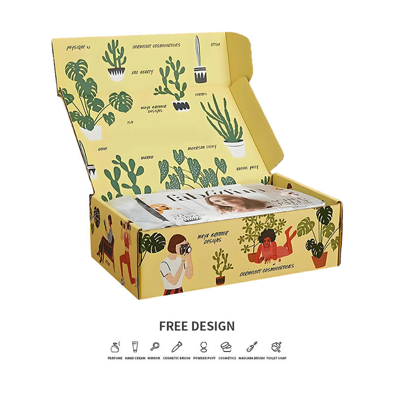 Leikkisä ruukkukasvien aaltopahvin kosmeettiset pakkauslaatikot
